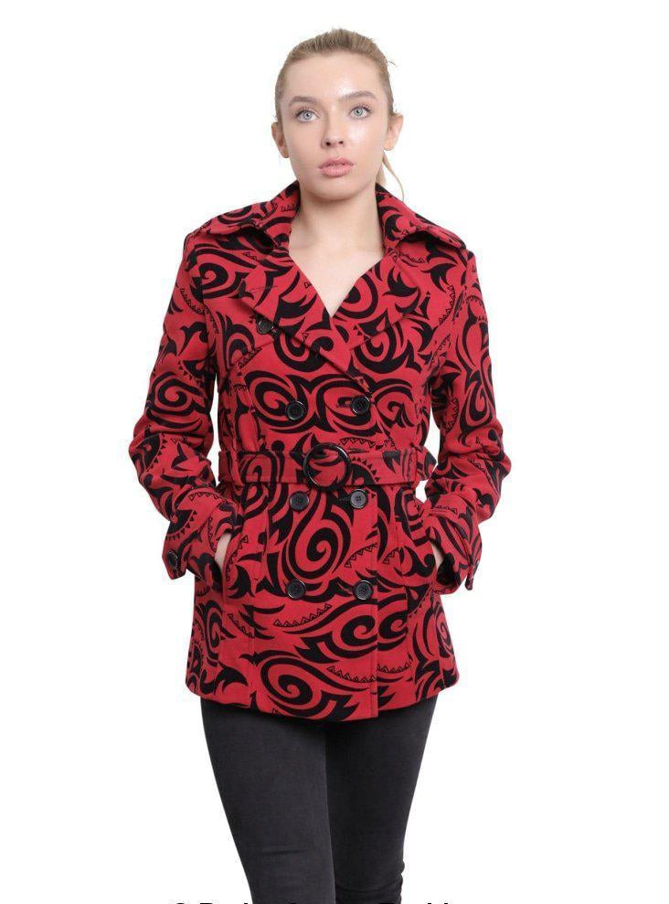 Womens Tribal Print Double Breasted Short Coat