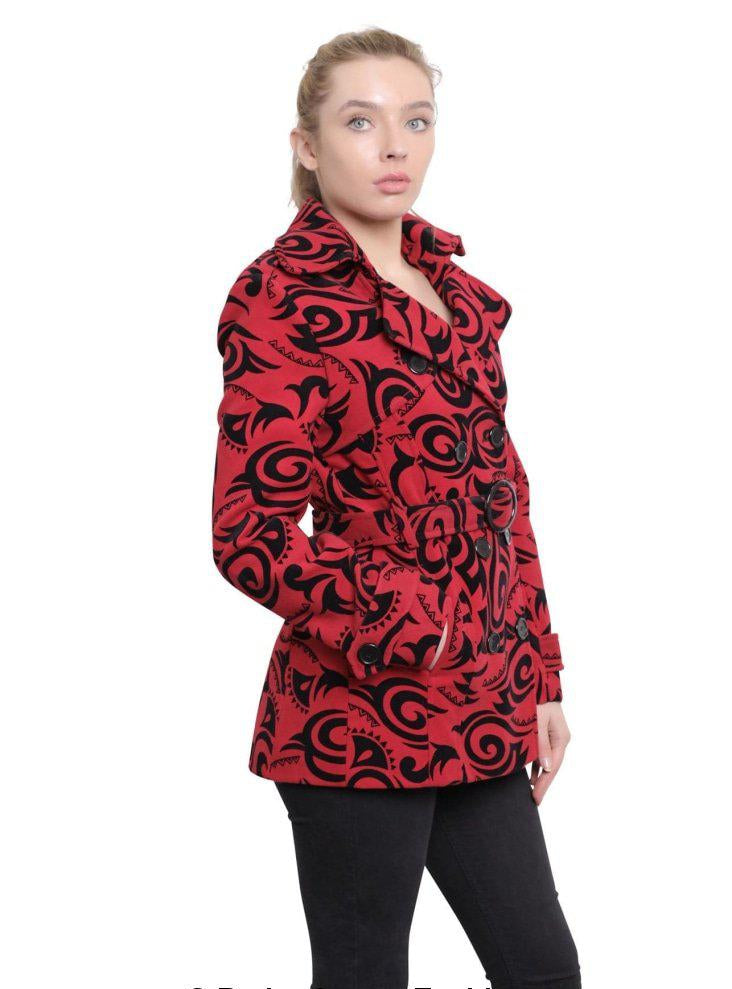 Womens Tribal Print Double Breasted Short Coat