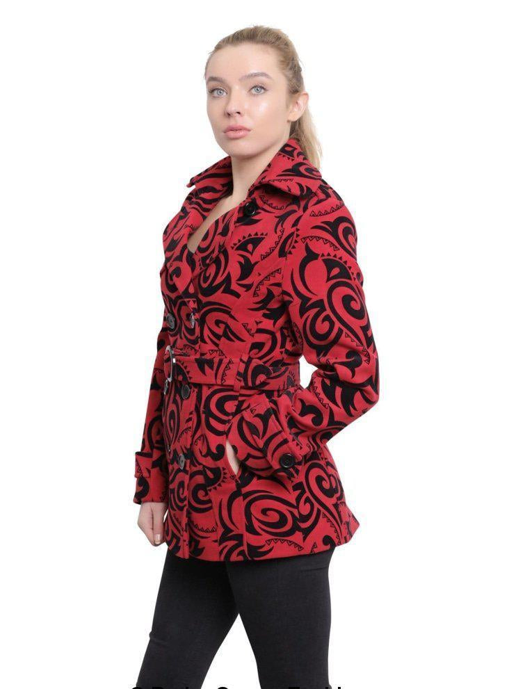 Womens Tribal Print Double Breasted Short Coat