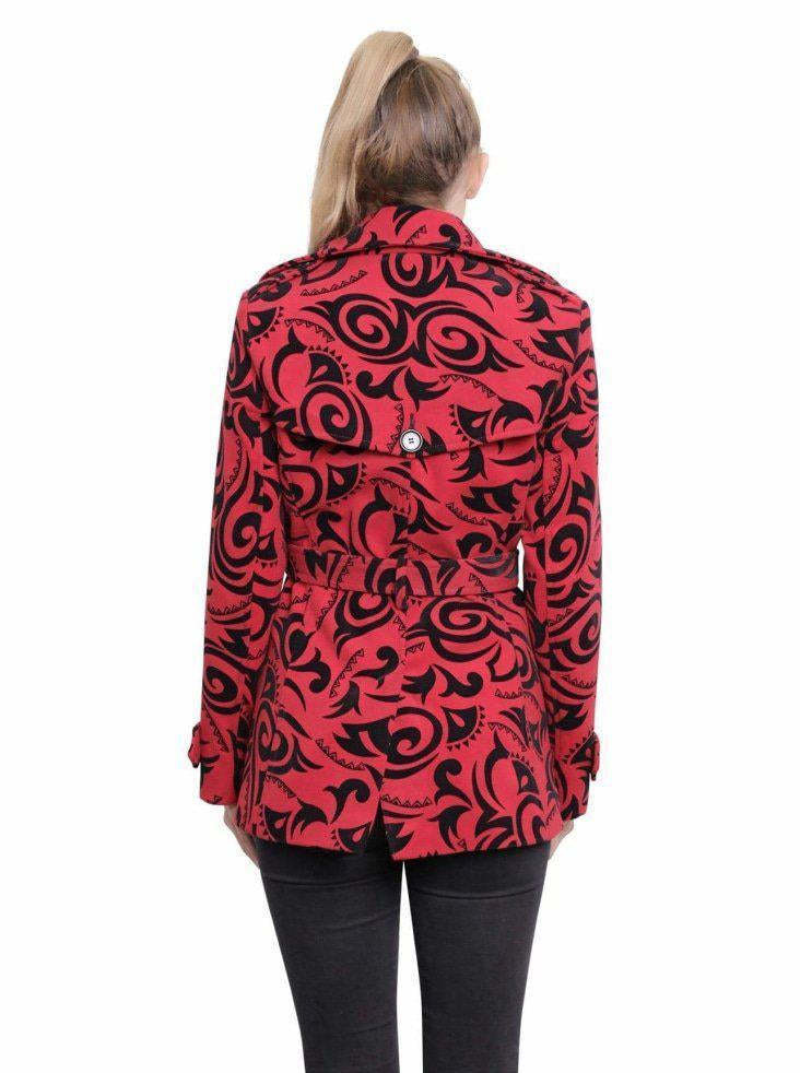 Womens Tribal Print Double Breasted Short Coat