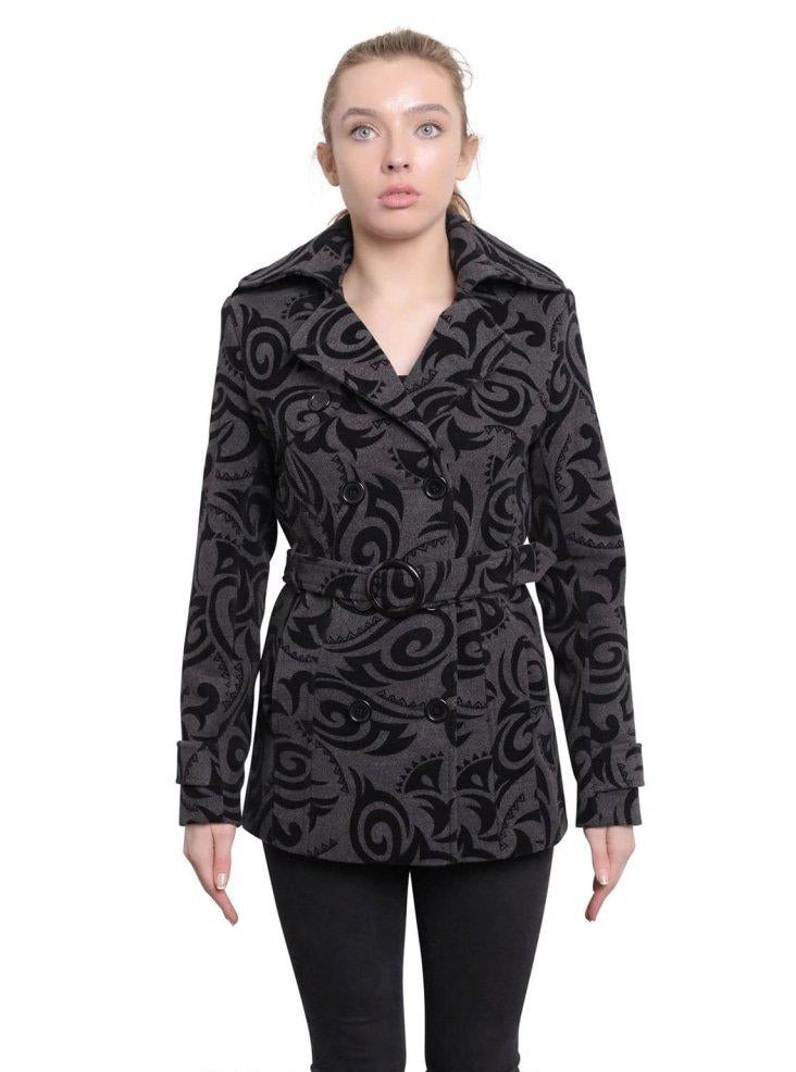 Womens Tribal Print Double Breasted Short Coat