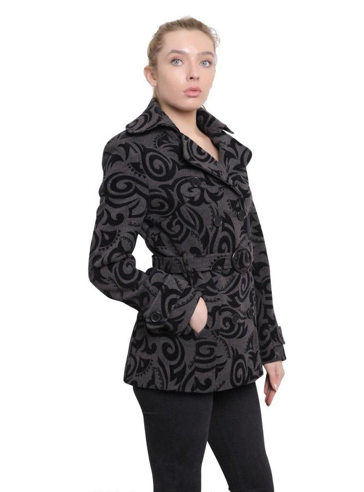 Womens Tribal Print Double Breasted Short Coat