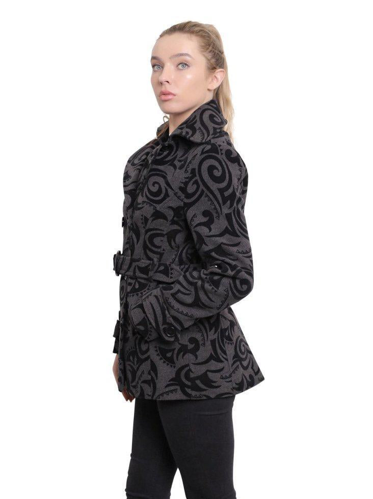 Womens Tribal Print Double Breasted Short Coat