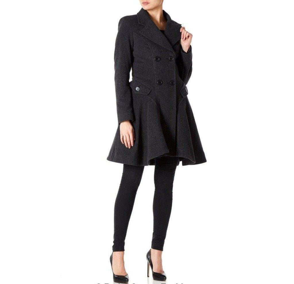 Wool Blend Double Breasted Skater Coat