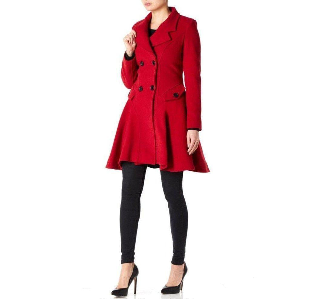 Wool Blend Double Breasted Skater Coat