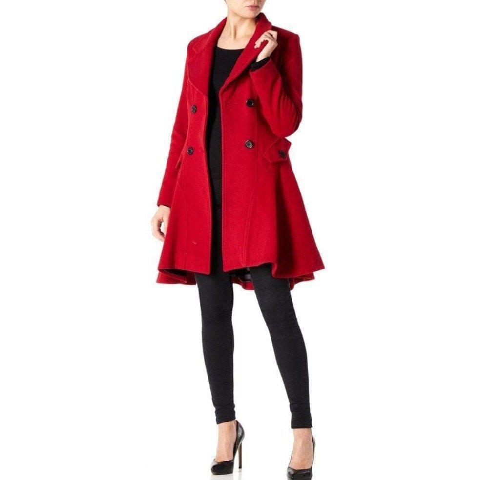 Wool Blend Double Breasted Skater Coat
