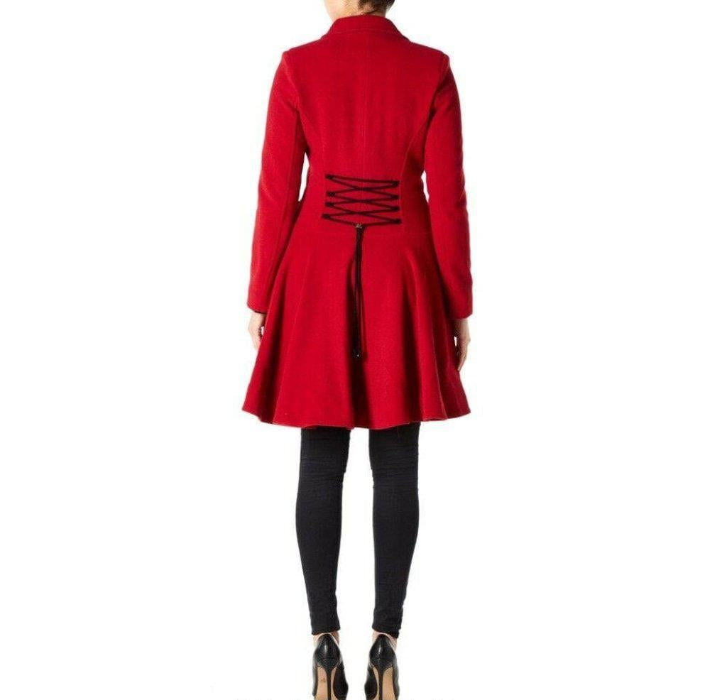 Wool Blend Double Breasted Skater Coat
