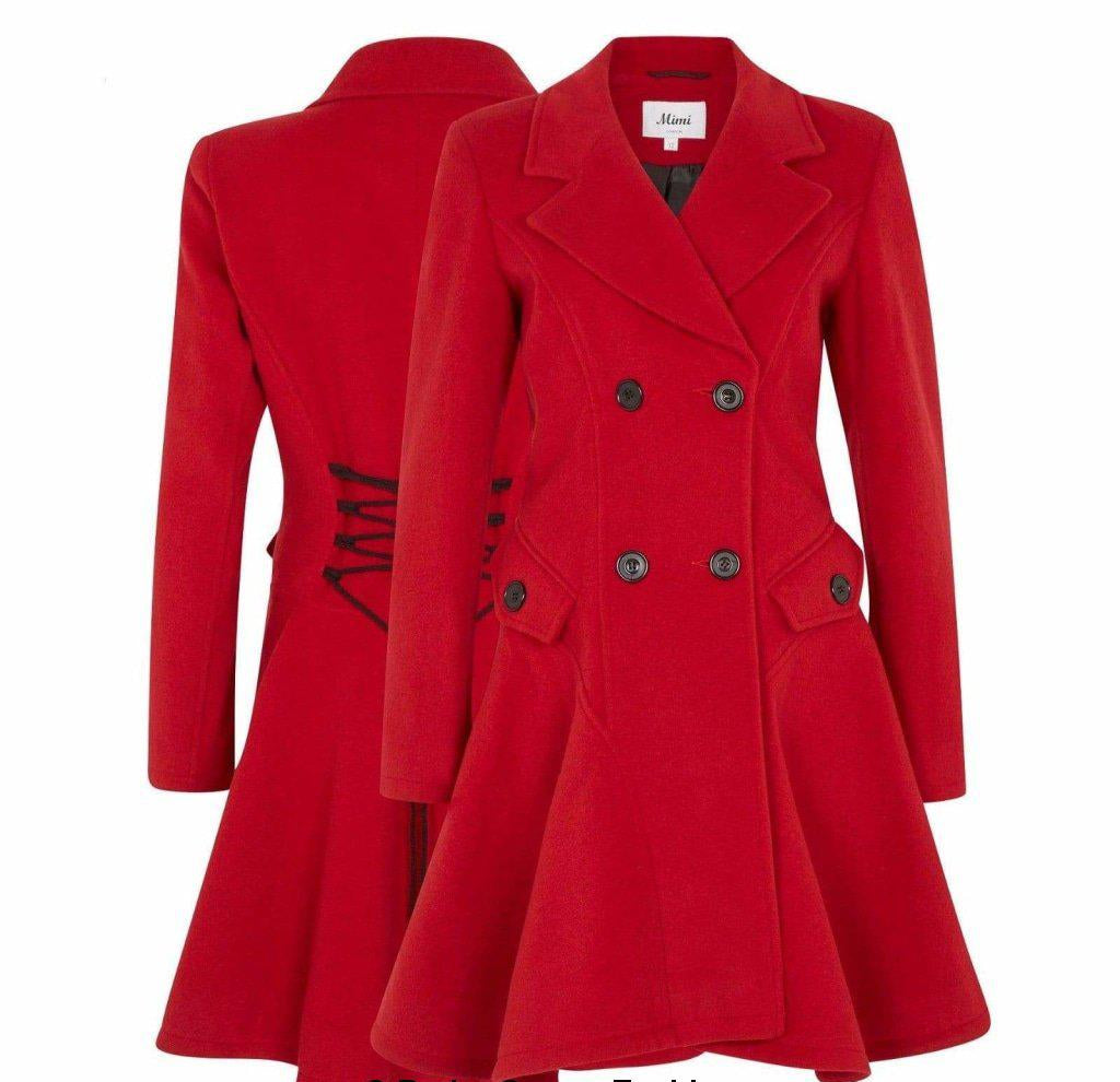 Wool Blend Double Breasted Skater Coat