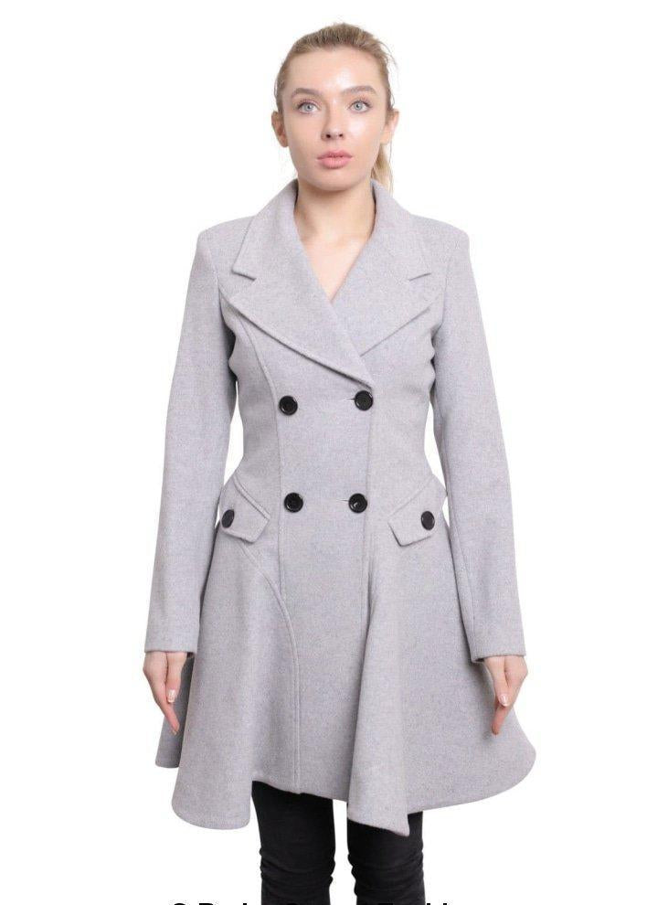 Wool Blend Double Breasted Skater Coat
