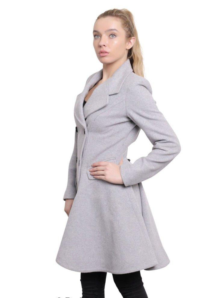 Wool Blend Double Breasted Skater Coat
