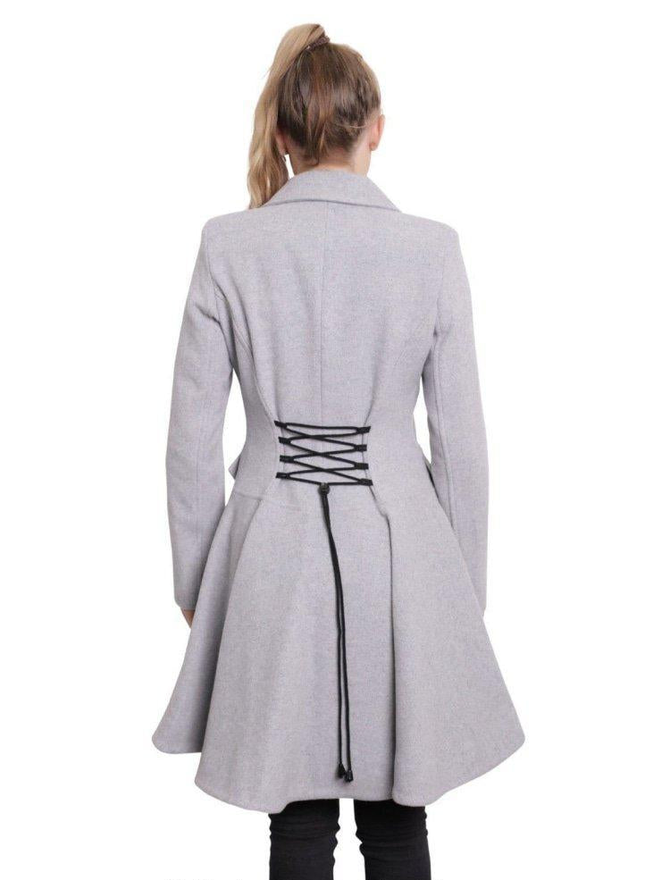 Wool Blend Double Breasted Skater Coat