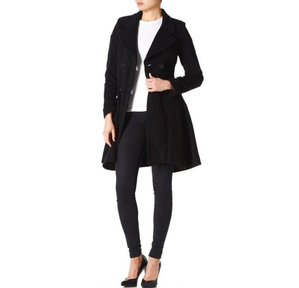 Wool Blend Double Breasted Skater Coat