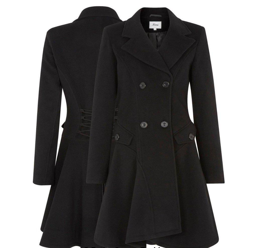 Wool Blend Double Breasted Skater Coat