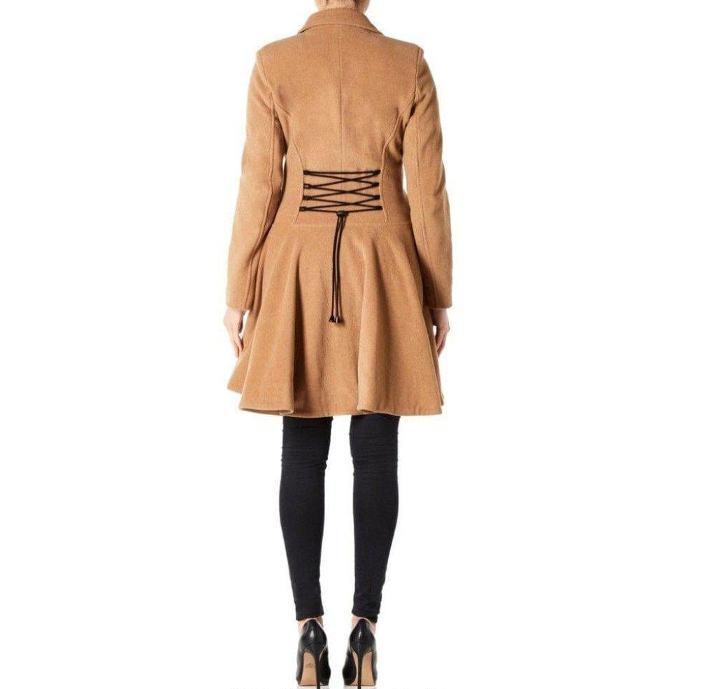 Wool Blend Double Breasted Skater Coat