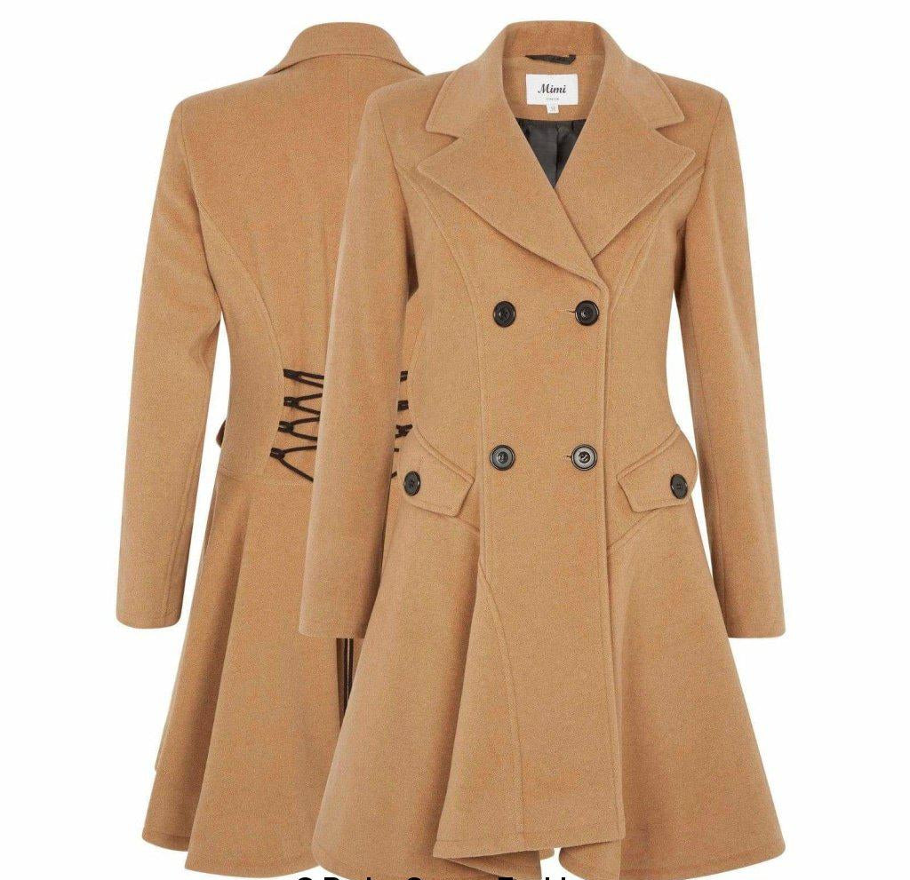 Wool Blend Double Breasted Skater Coat