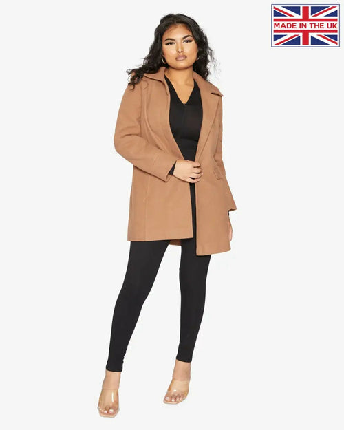 Womens Wool Blend Hip Length Covert Coat