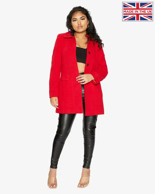 Womens Wool Blend Hip Length Covert Coat