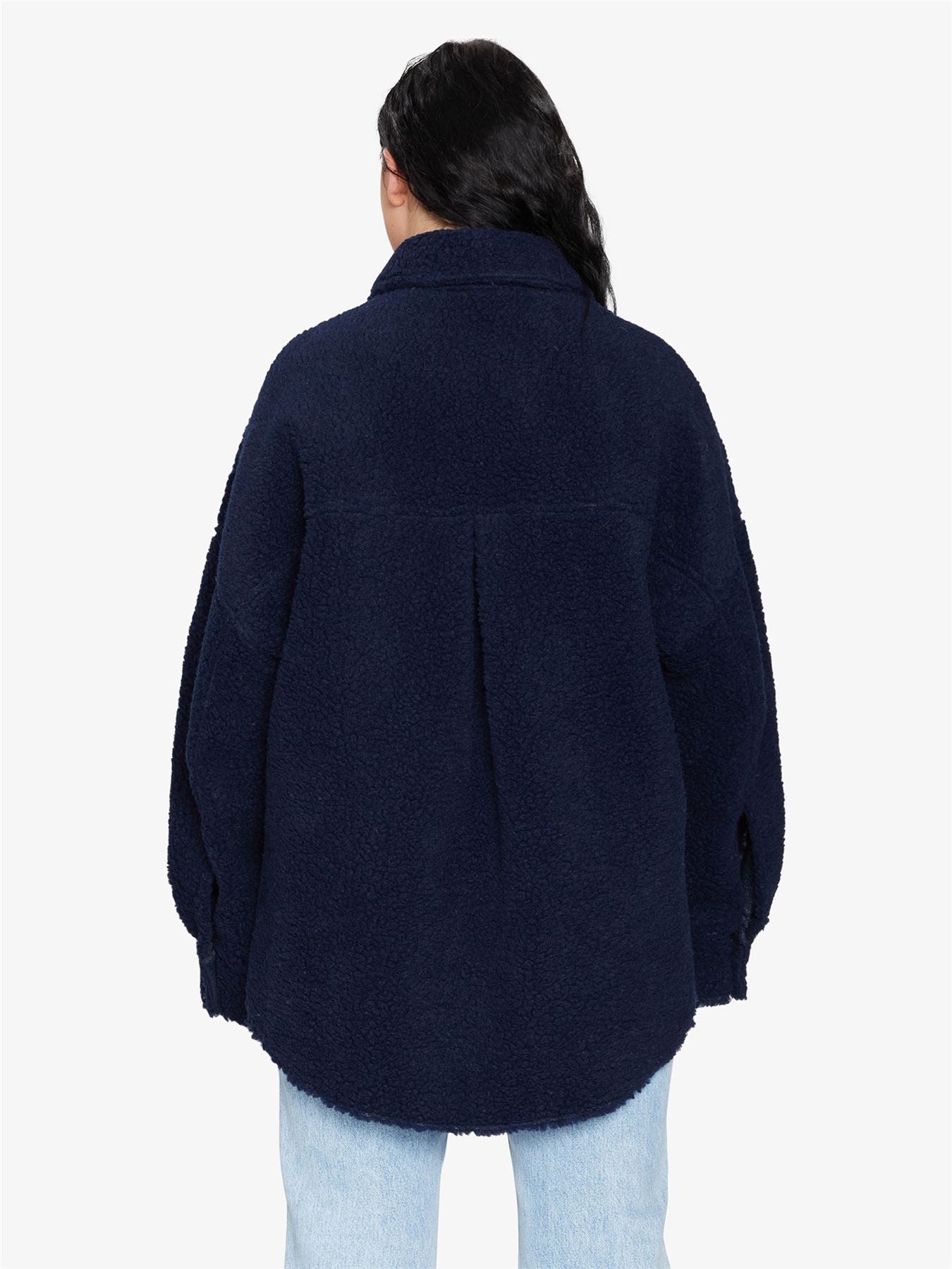Oversized Borg Teddy Shacket with Patch Pockets