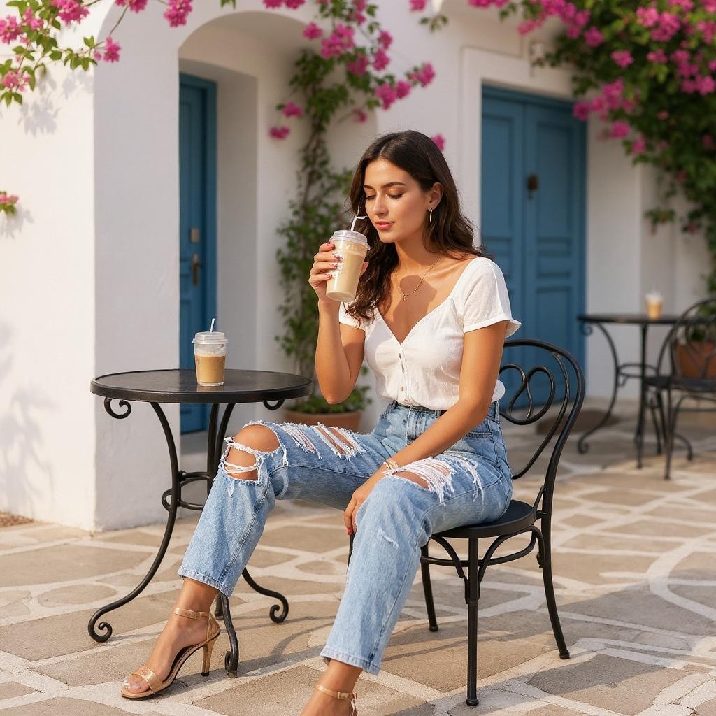 Light Blue Ripped Straight Jeans – Volenta
