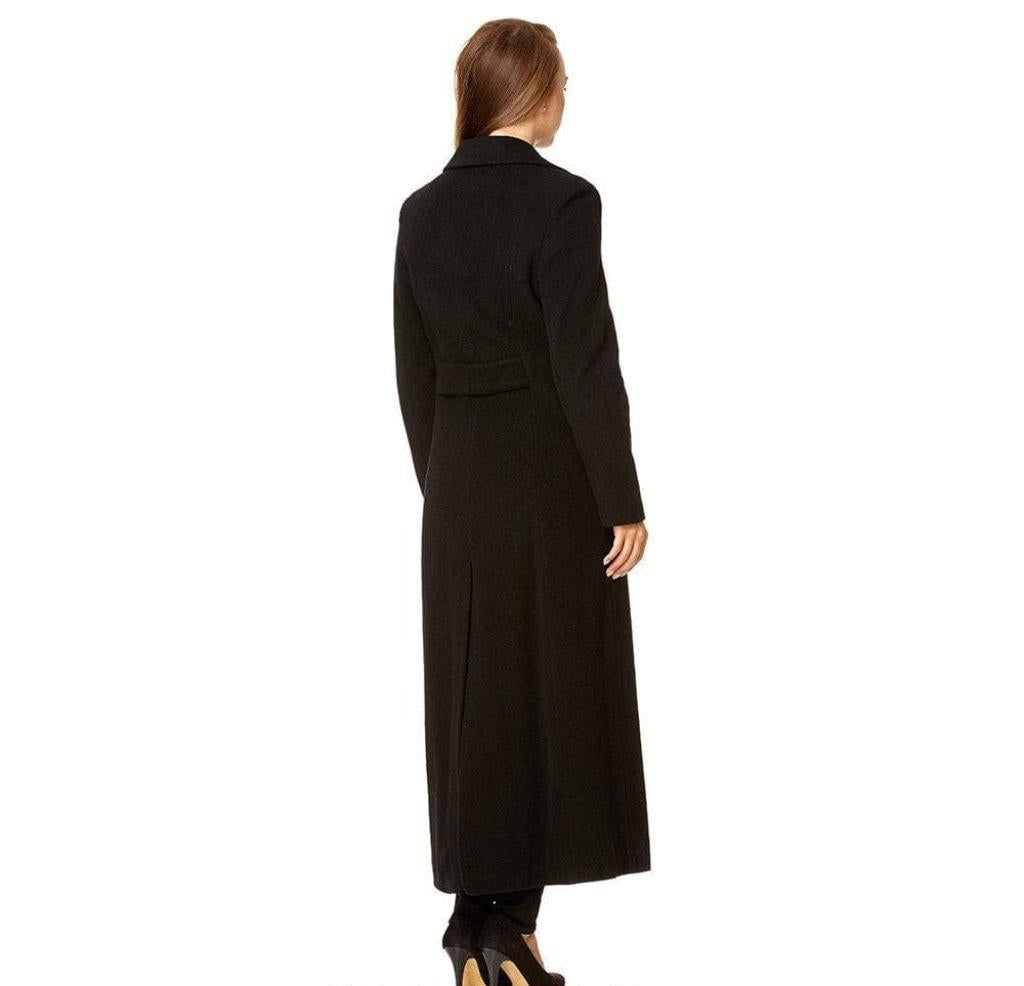 Wool Blend Double Breasted Long Coat