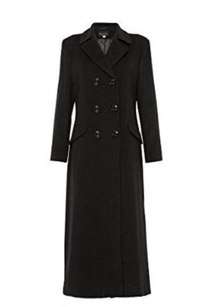 Wool Blend Double Breasted Long Coat