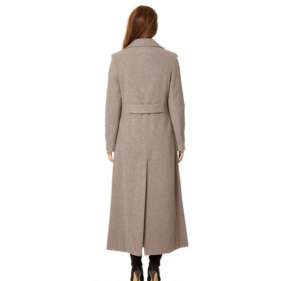 Wool Blend Double Breasted Long Coat