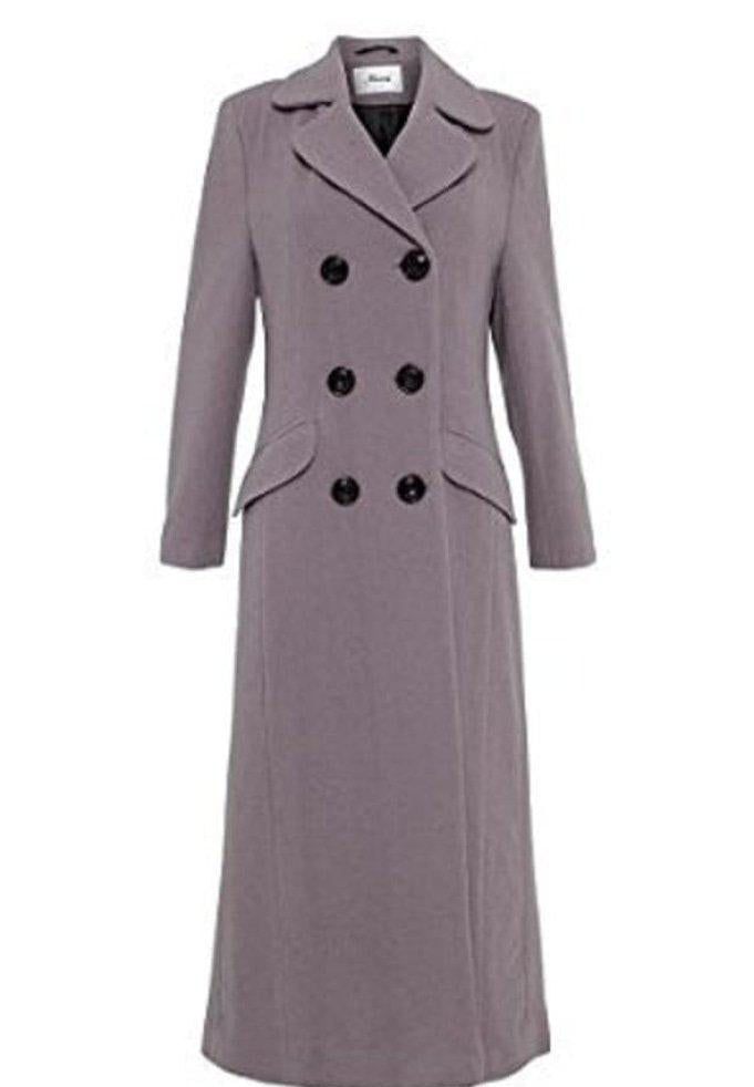 Wool Blend Double Breasted Long Coat