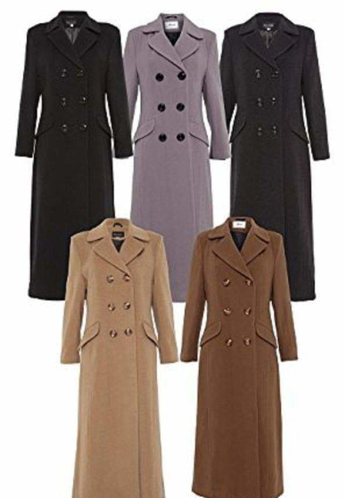 Wool Blend Double Breasted Long Coat