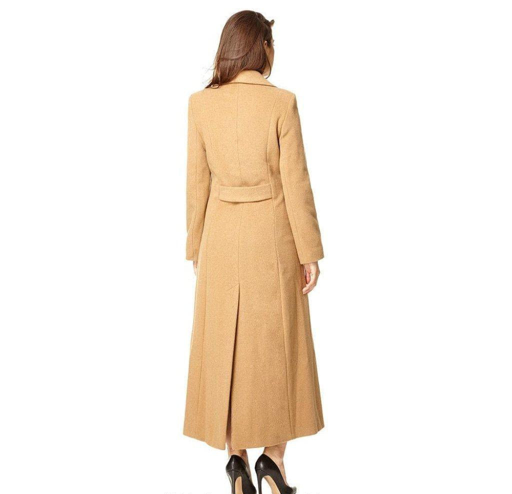 Wool Blend Double Breasted Long Coat