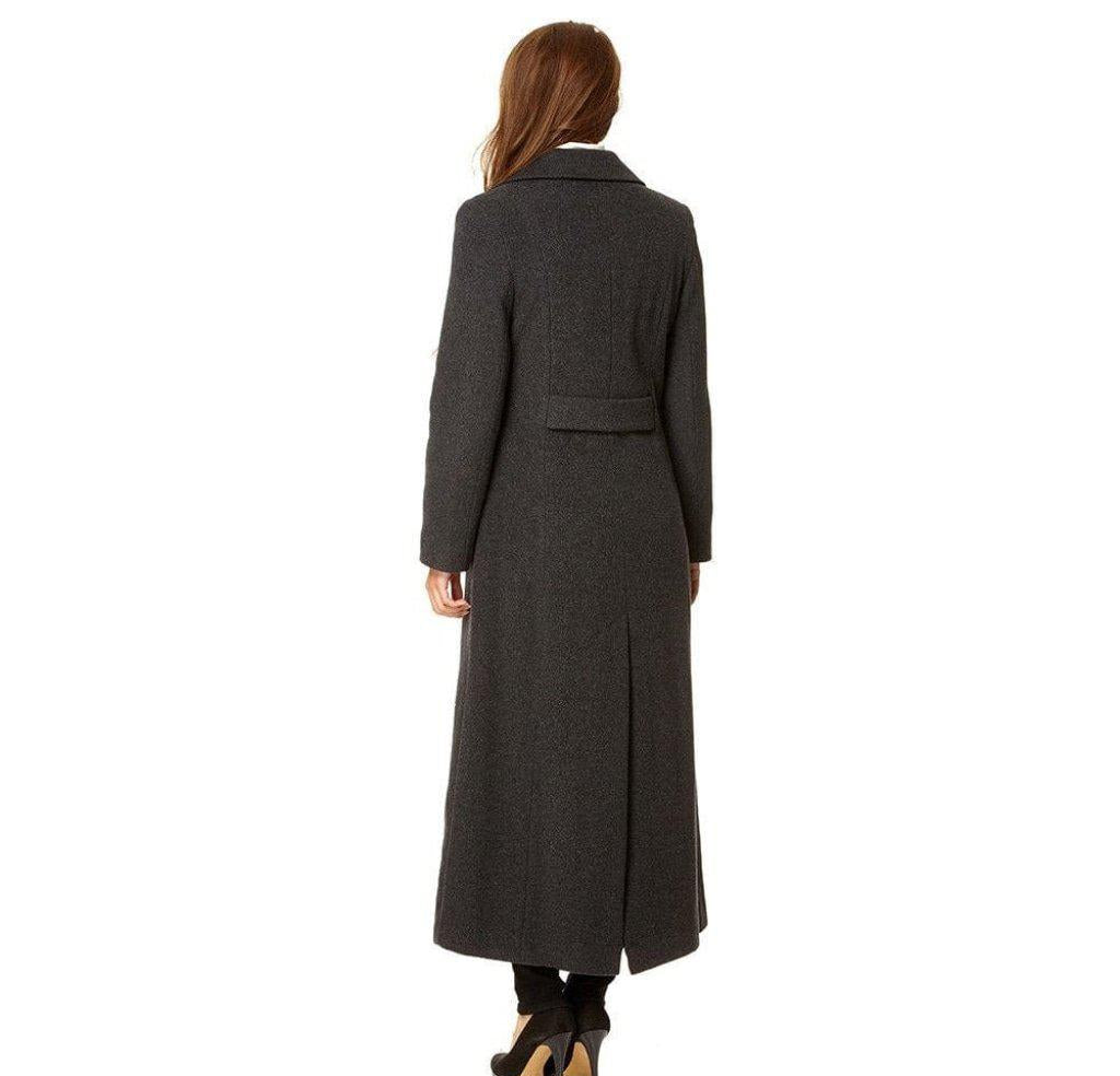 Wool Blend Double Breasted Long Coat
