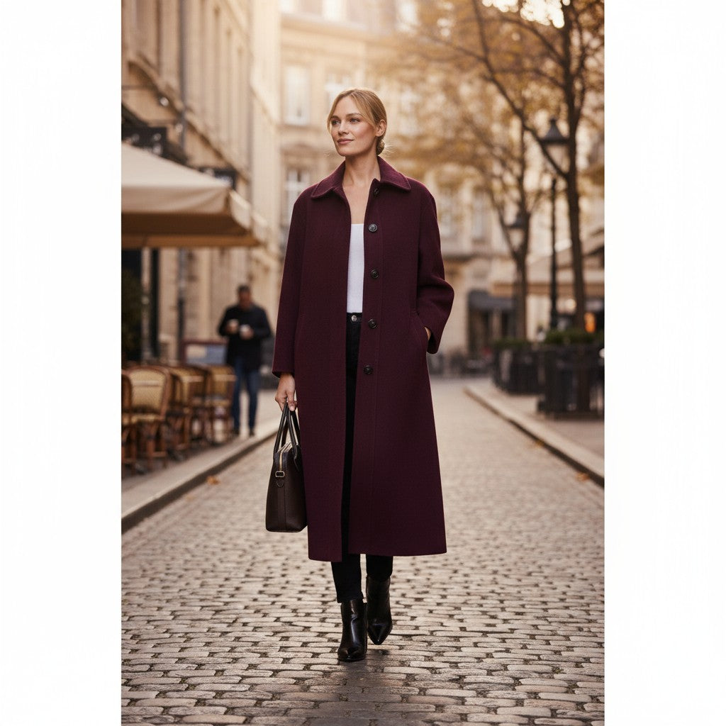 Curve Wool & Cashmere Blend Plus Size Long Coat