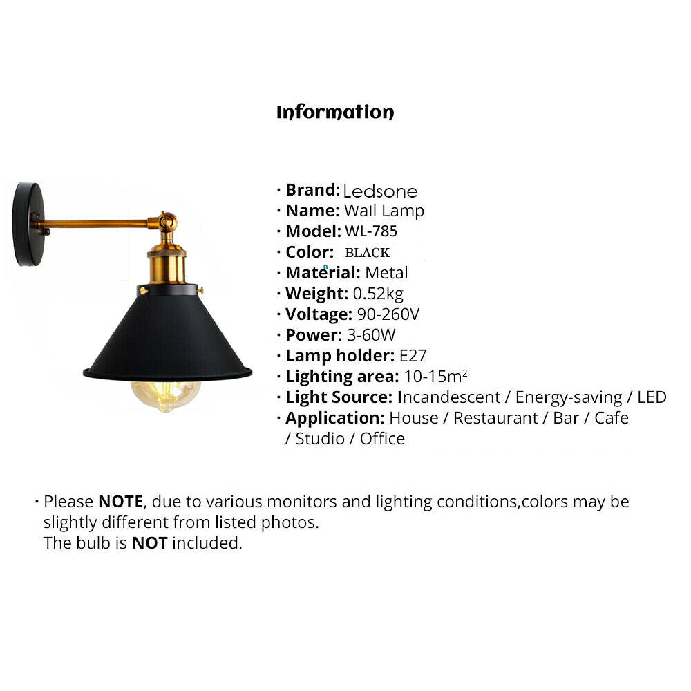 Black Wall Lights Modern Wall Lamp with Shade ~2117