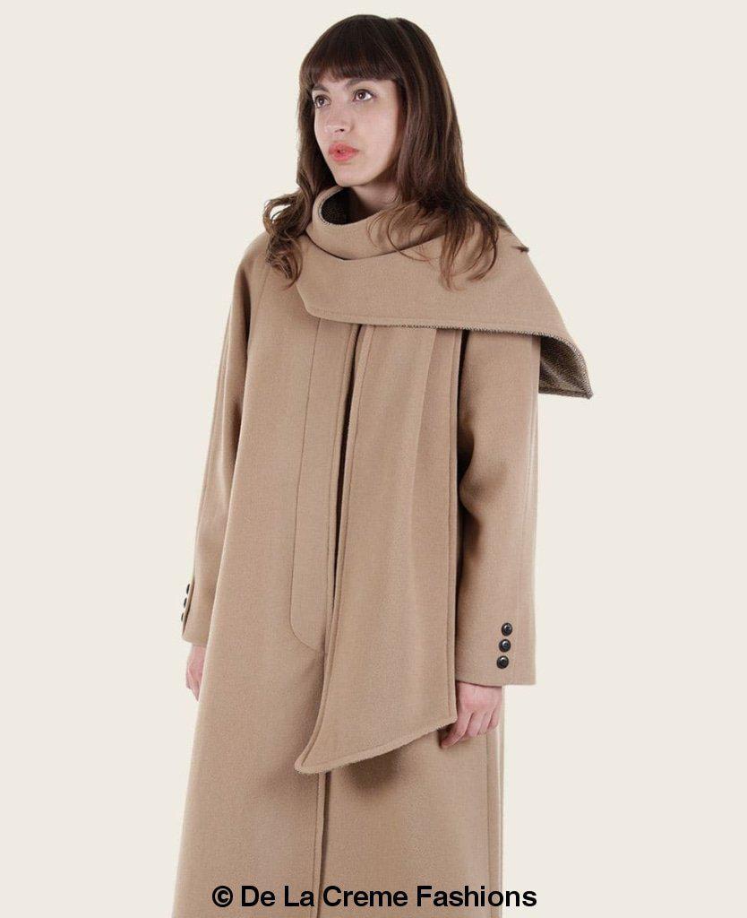 Wool & Cashmere Overcoat with Scarf Detail