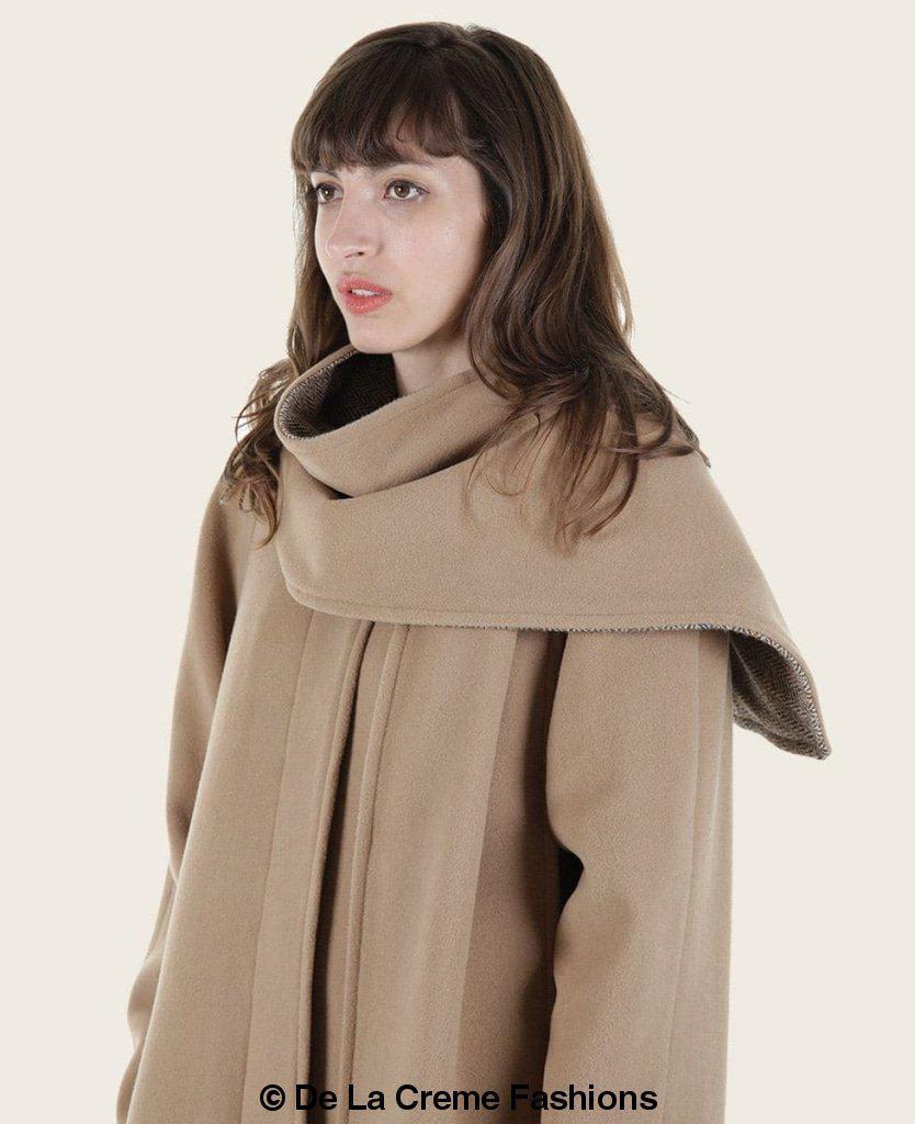 Wool & Cashmere Overcoat with Scarf Detail