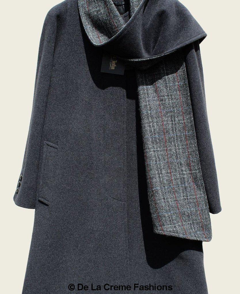 Wool & Cashmere Overcoat with Scarf Detail
