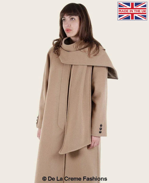 Wool & Cashmere Overcoat with Scarf Detail