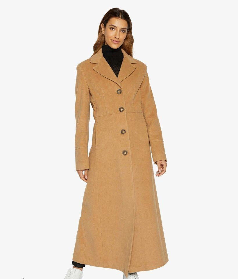 Slim Fit Wool Blend Longline Maxi Coat