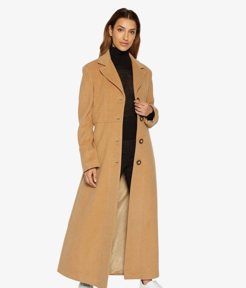 Slim Fit Wool Blend Longline Maxi Coat